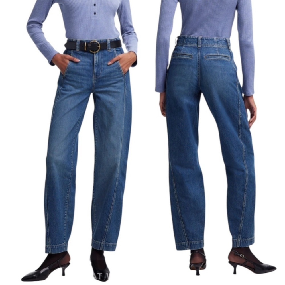 NWT Madewell Tapered Denim Wide Leg Jeans Trousers in Concho Wash Size 28